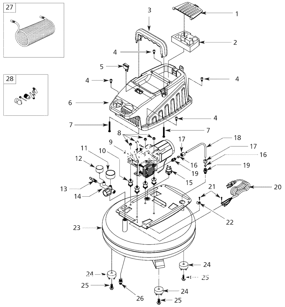 Air-Compressor Parts Diagram and Parts List for FP2080  Campbell Hausfeld Compressor
